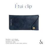 Étui souple clip cuir végan - bleu marine